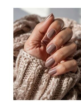 Taupe Greige Glossy Press-On Nails Short Oval Neutral Nude Set
